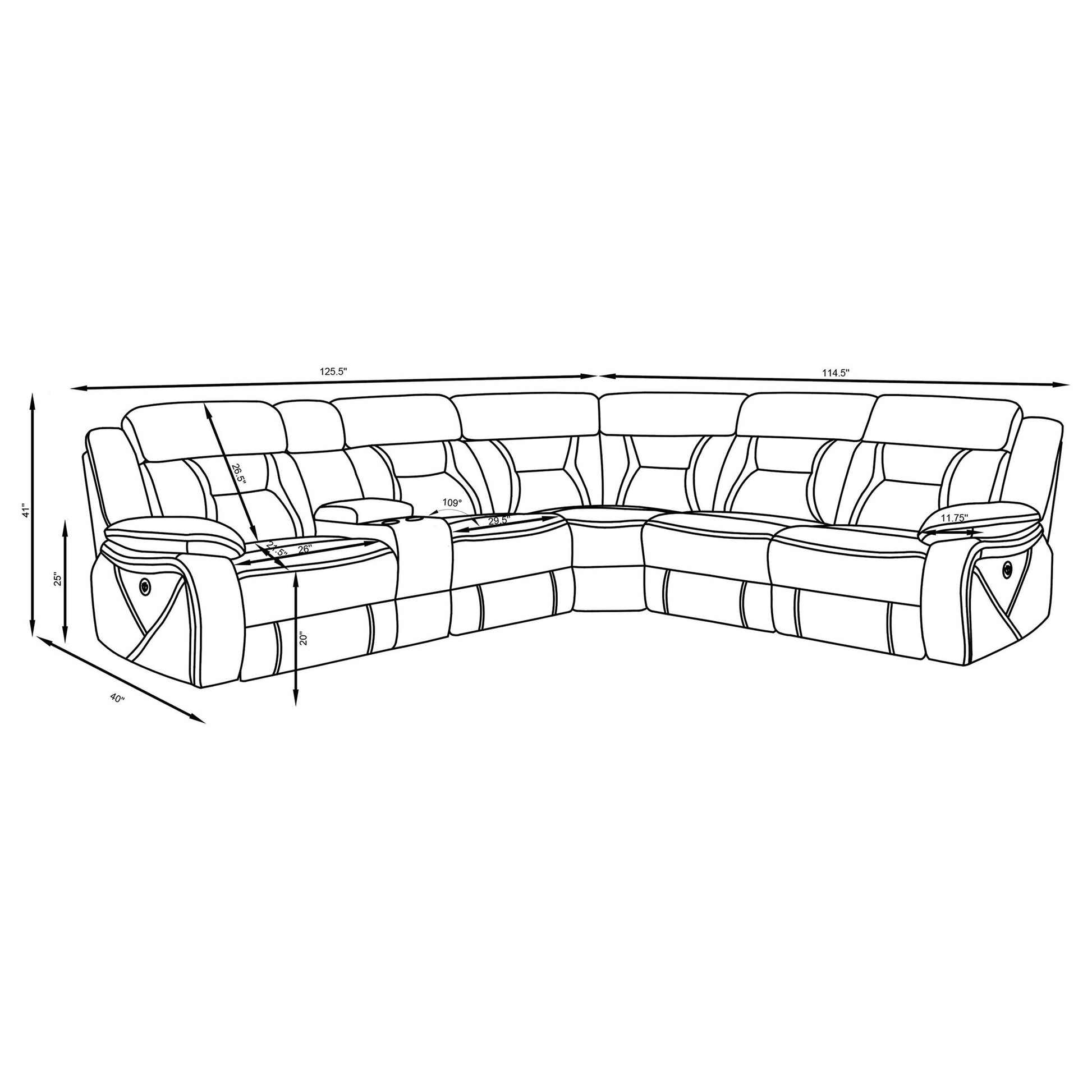 Barton - Upholstered Power Reclining Sectional Sofa - Gray Furniture Max