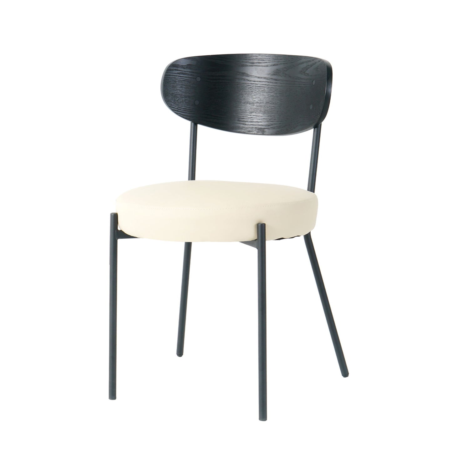 Modern Bentwood Dining Chair, Metal Legs, Ash Veneer Back, (Set of 2) - Cream Home Essentials