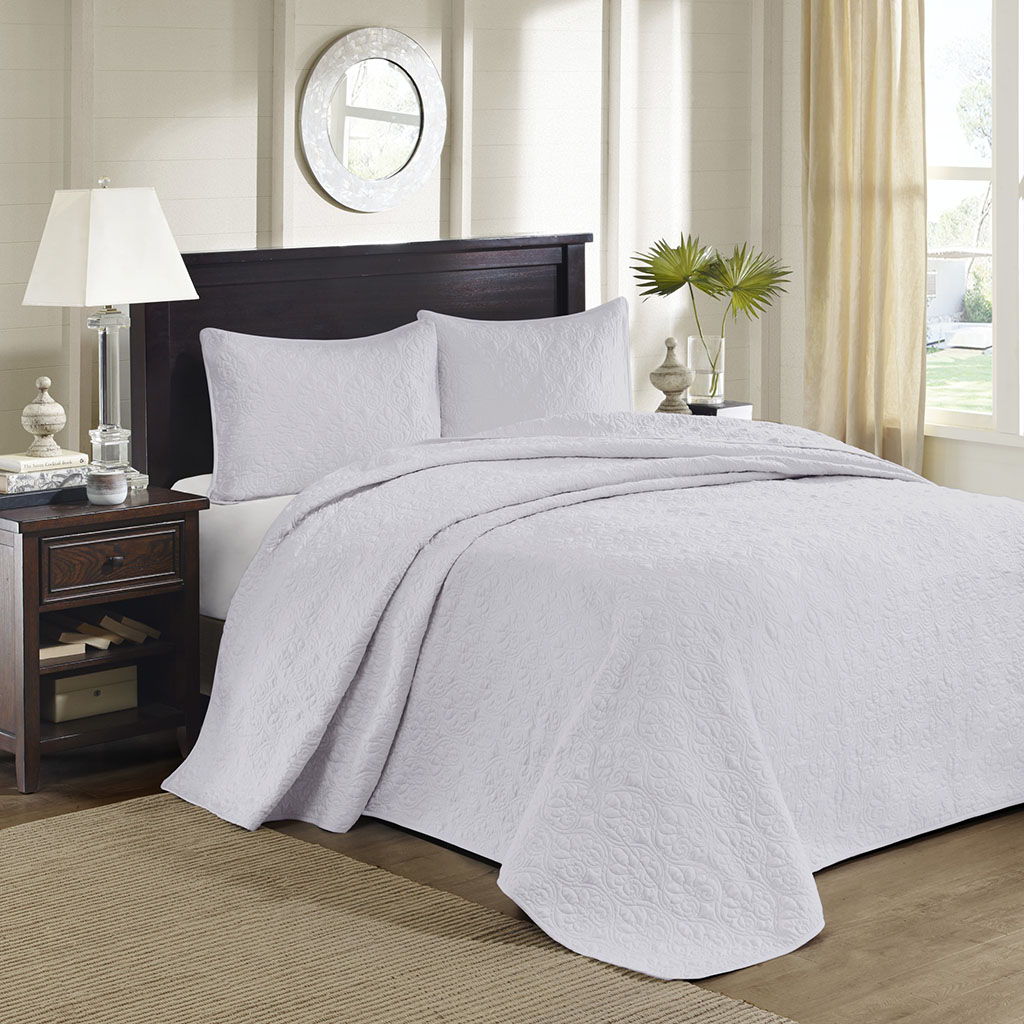 Quebec - King Reversible Bedspread Set - White