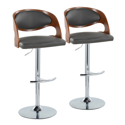 Pino - Mid Century Modern Adjustable Barstool & Swivel With Rounded T Footrest (Set of 2) Lumi Source