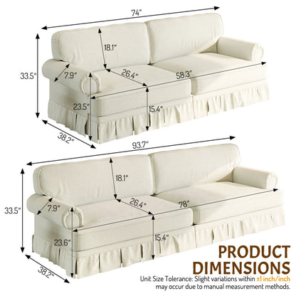 Luxuriously Comfortable Cloud Couch With Elegant Rolled Arms & Pleated Skirt Design Home Essentials
