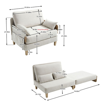 Mid Century Modern Foldable Sofa Bed, 3 In 1 Convertible Sleeper With 3 Pillows Home Essentials