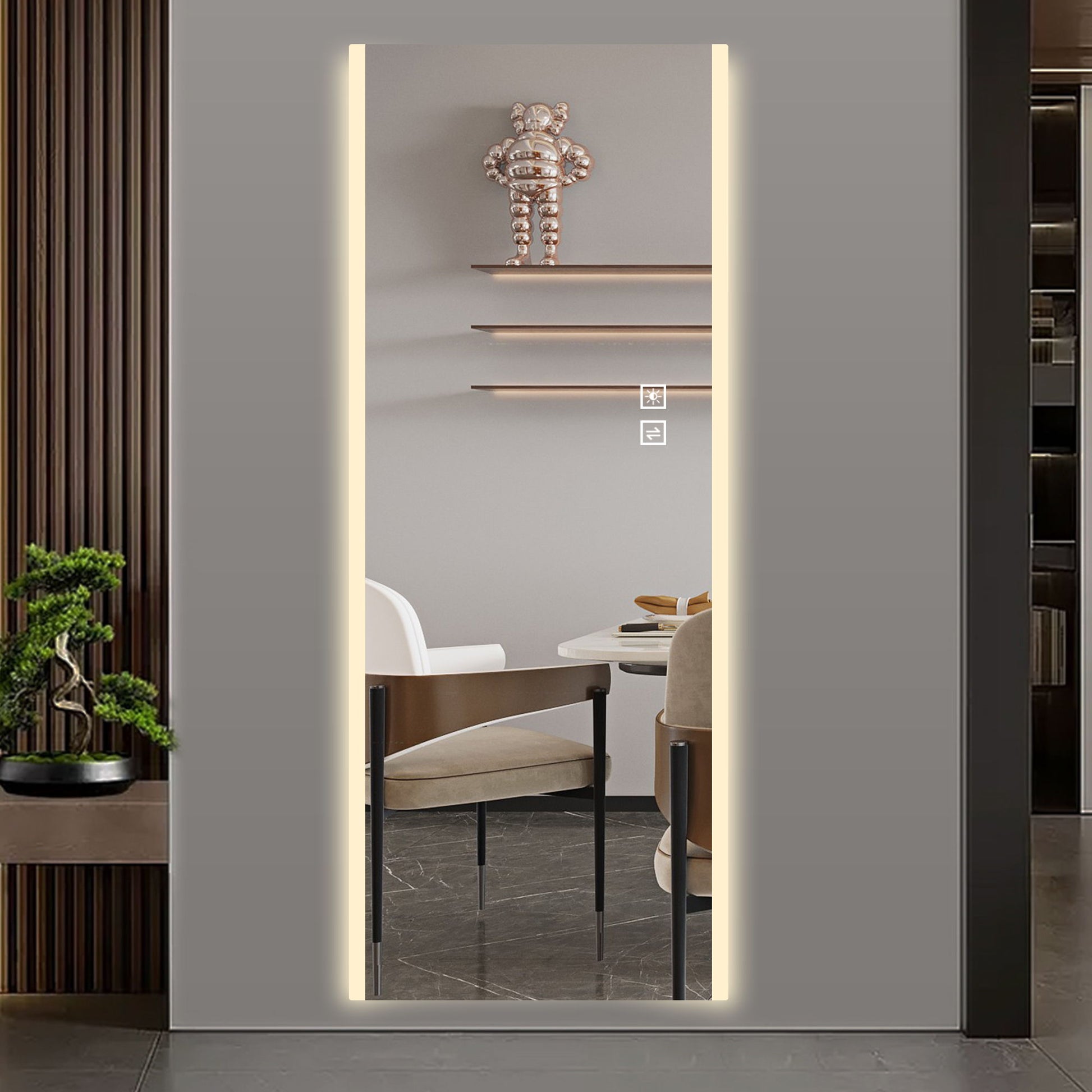 Frameless Full Length LED Mirror With 3 Color Changing Light And Explosion Proof Glass - Silver Daily Nest