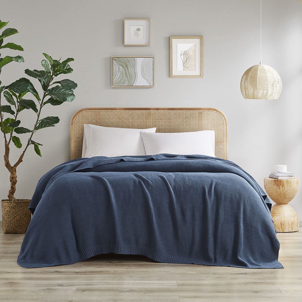 Bree Knit - Blanket - Indigo INK+IVY