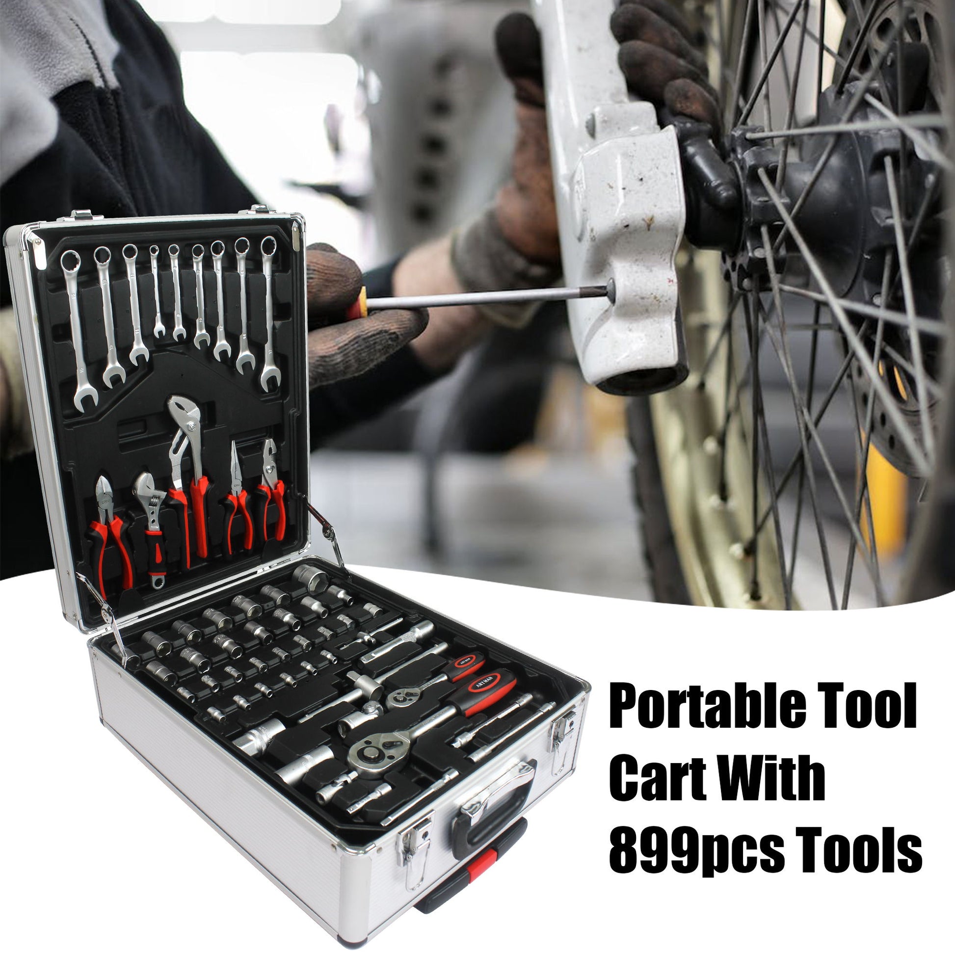 899 Piece Home Repair Tool Set With Rolling Plastic Toolbox, 4 Drawers, General Household Maintenance Kit Daily Nest