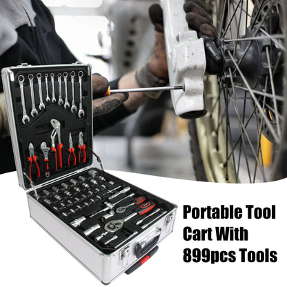 899 Piece Home Repair Tool Set With Rolling Plastic Toolbox, 4 Drawers, General Household Maintenance Kit Daily Nest