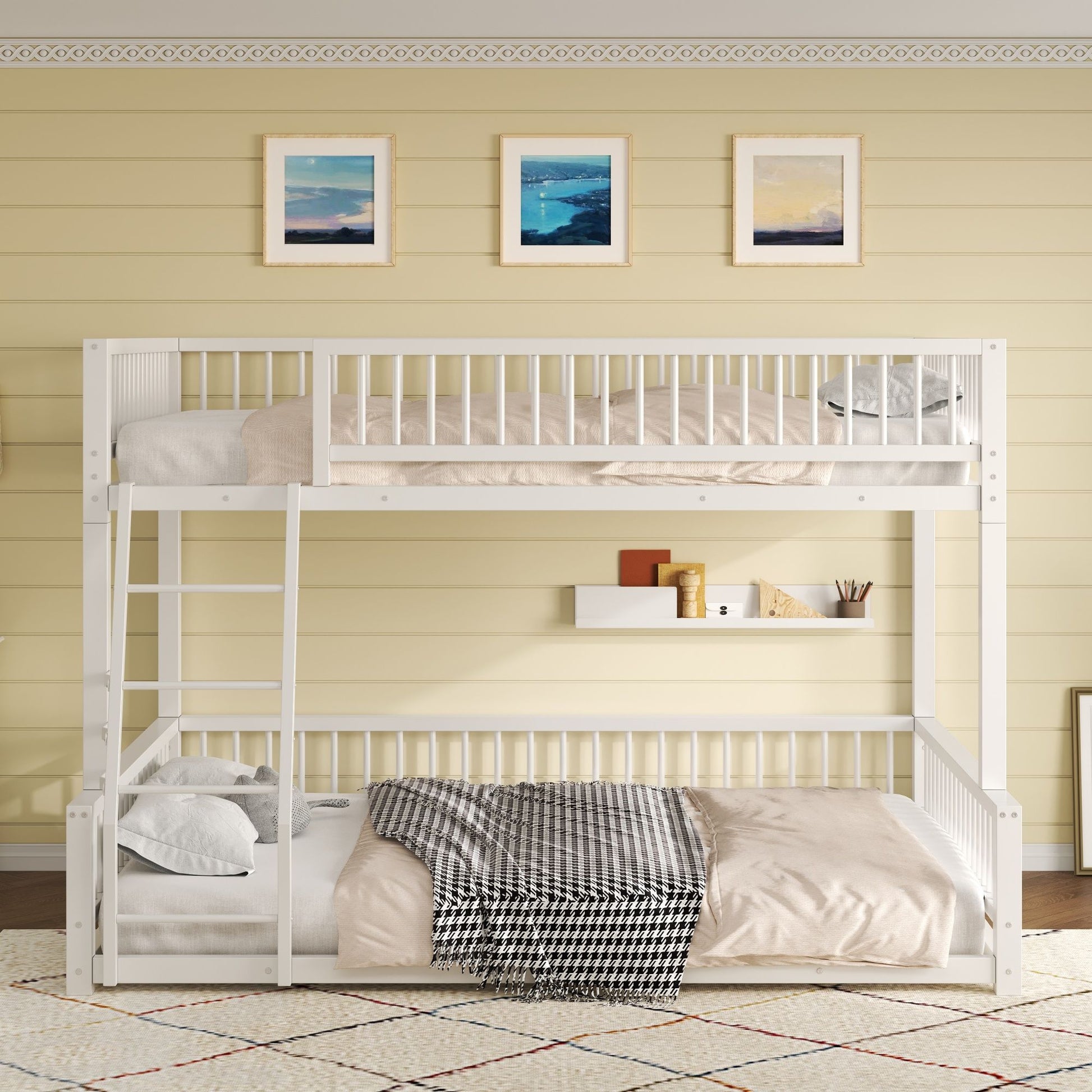 Bunk Bed Frame With Ladder And Safety Guardrails Dreamland