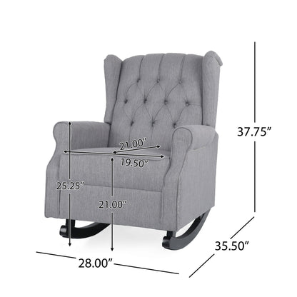 Sheila - Contemporary Fabric Tufted Wingback Rocking Chair - Gray Noble House