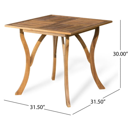 Outdoor Rectangular Table With Curved Legs And Perpendicular Wooden Slats Table Top Noble House
