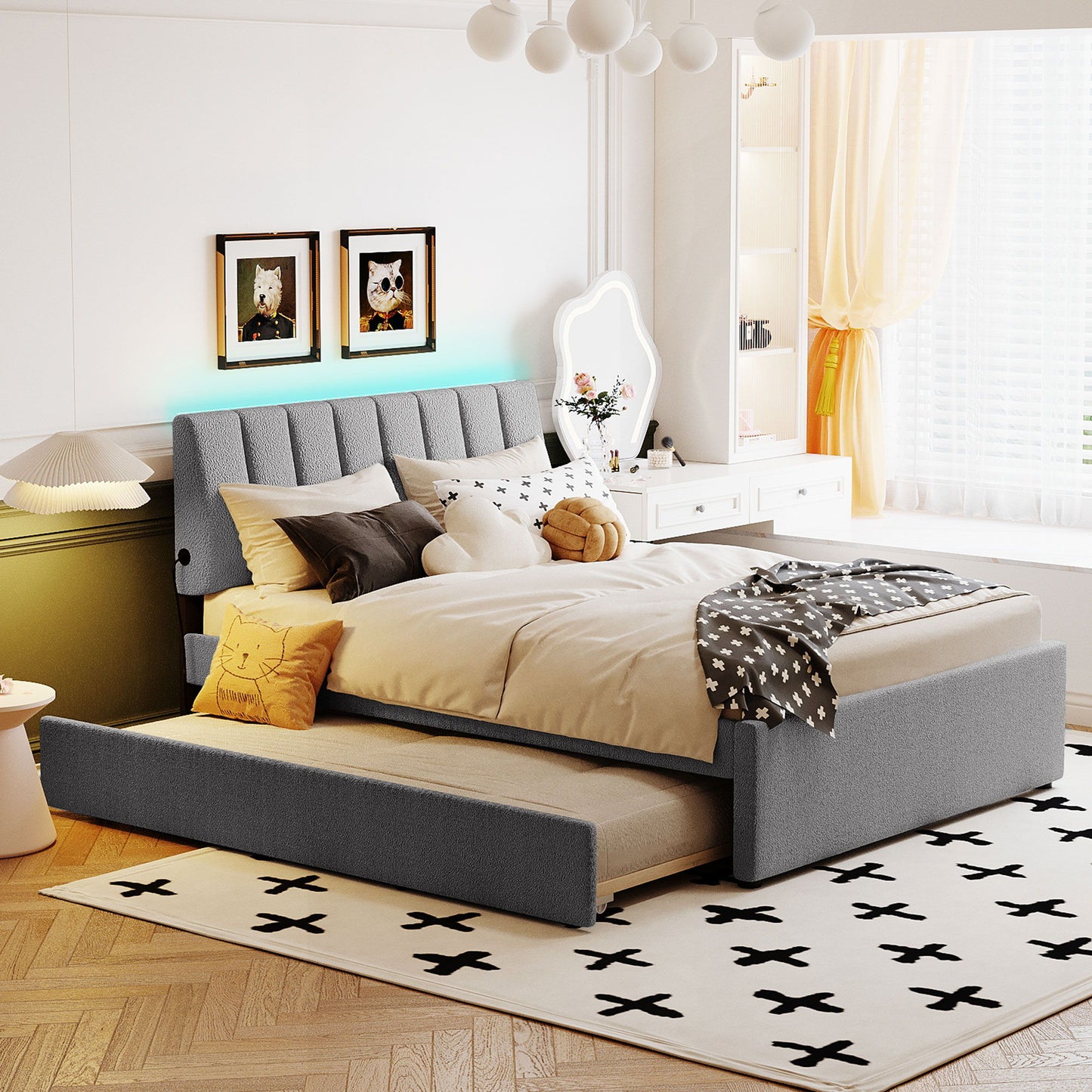 Upholstered Platform Bed With Trundle Halcyon Home
