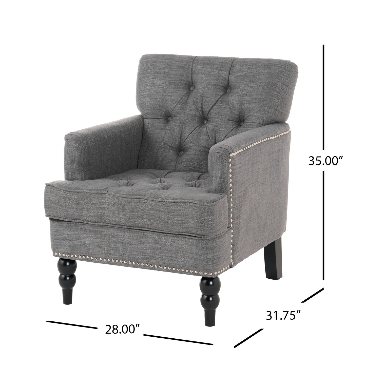 Harrison - Tufted Club Chair With Button Tufted Back And Birch Wood Legs Noble House
