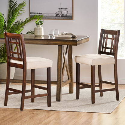 Upholstered Dining Chairs, Modern Dining Room Chairs For Dining Room Kitchen With Acacia Wood Legs (Set of 2) - Mahogany / Beige Noble House