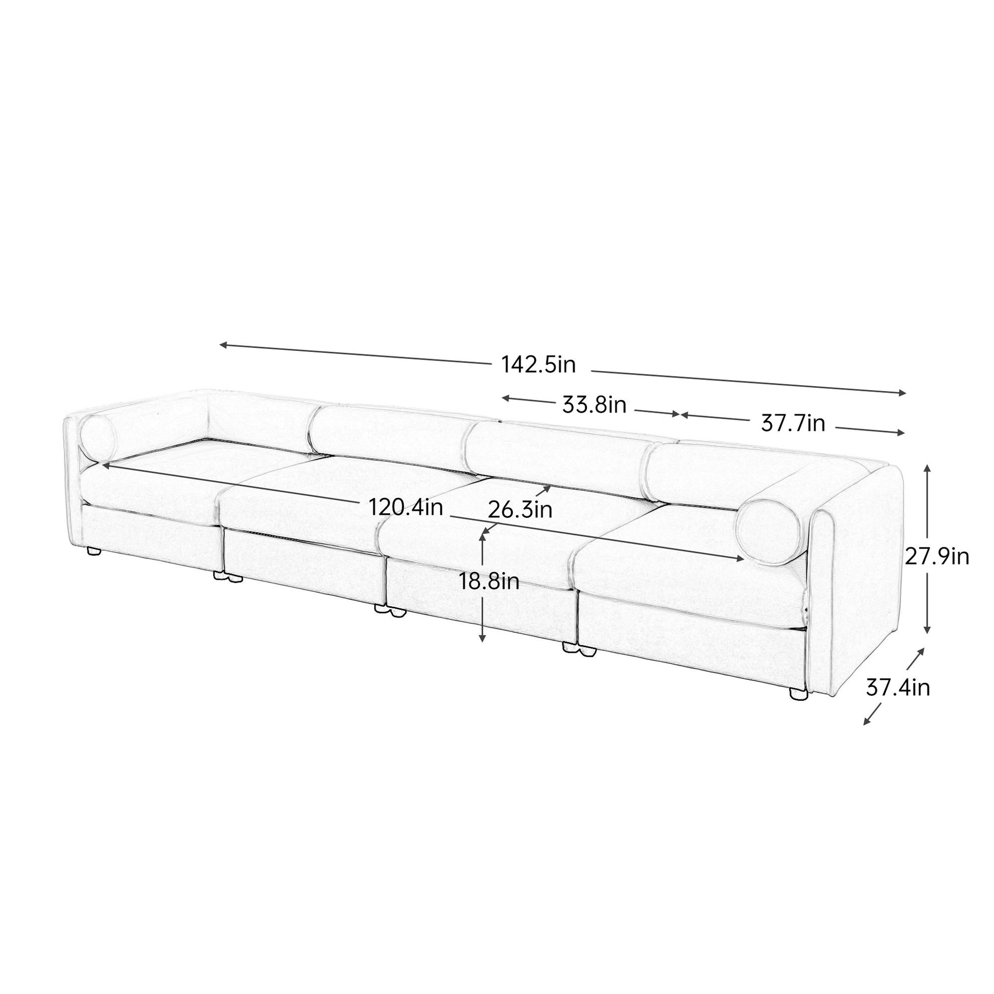 Stylish Chenille Sofa With Storage Seat And Cylindrical Backrest Home Essentials