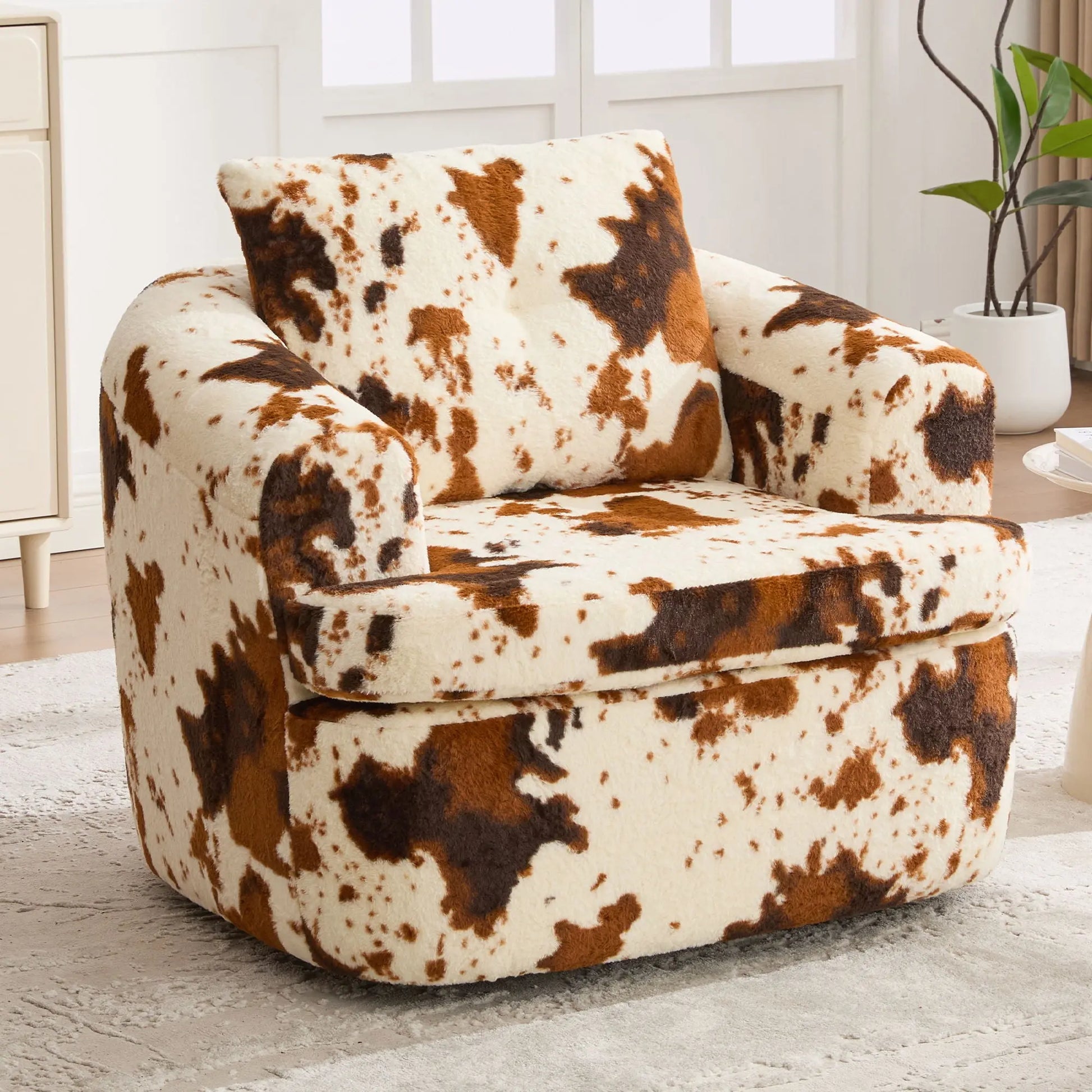Modern Swivel Barrel Chair With Dual-Layer Cushion Hearth and Haven