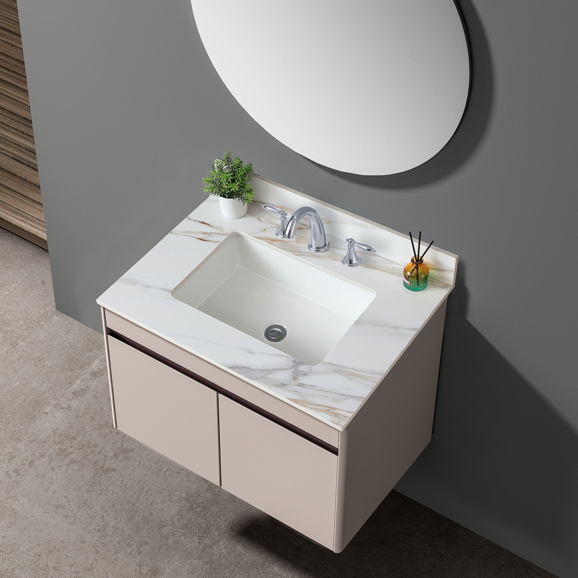 Vanity Top With Undermount Sink And Backsplash, Sintered Stone Daily Nest