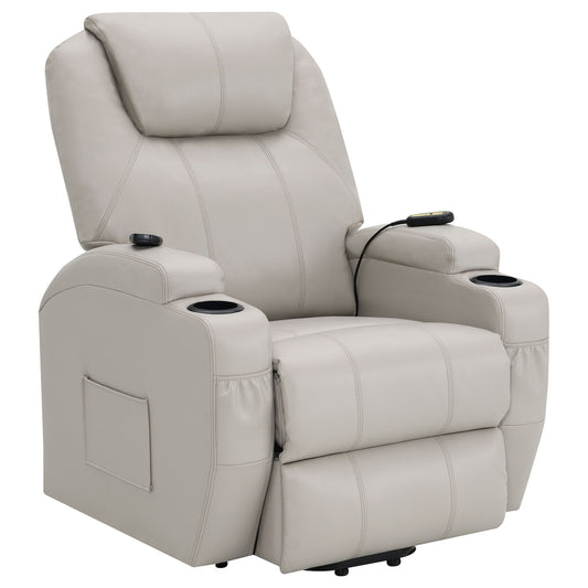 Selwyn - Upholstered Power Massage Recliner With Heat And Massage Functions - Champagne Furniture Max