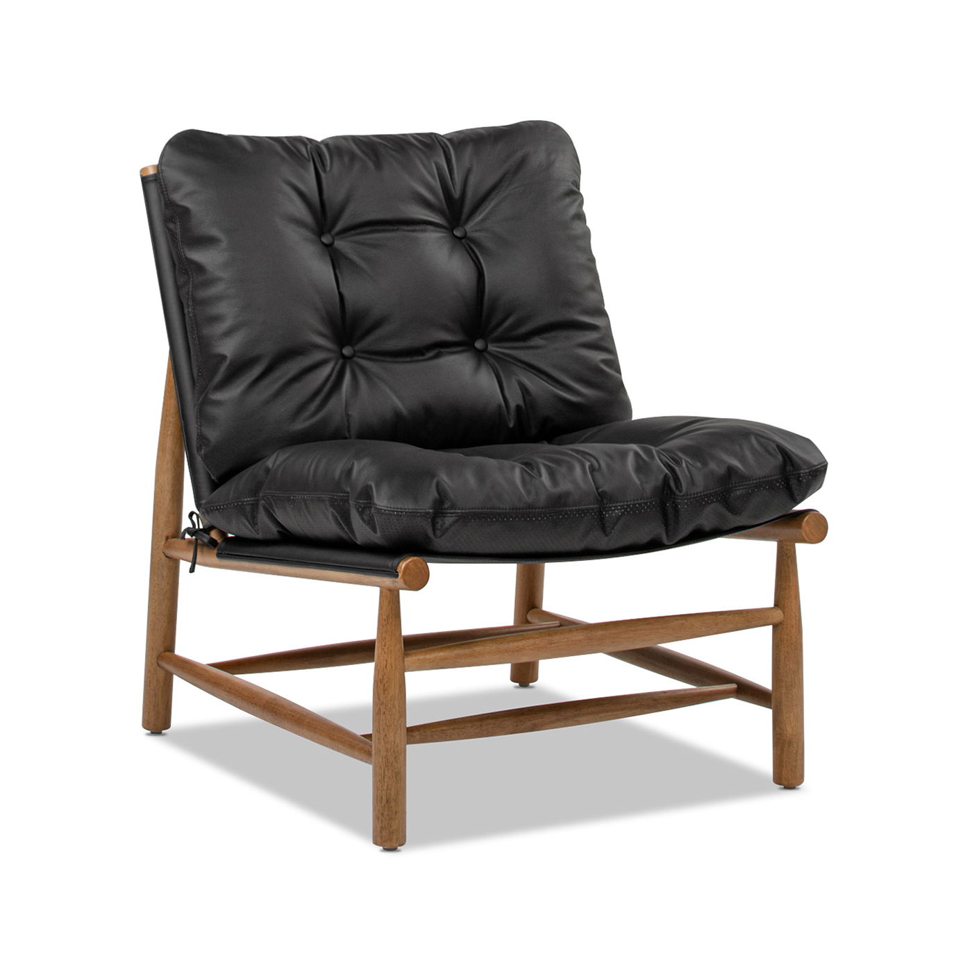 Oxford Leather Mid-Century Modern Accent Chair - Noir Black Jennifer Taylor Home