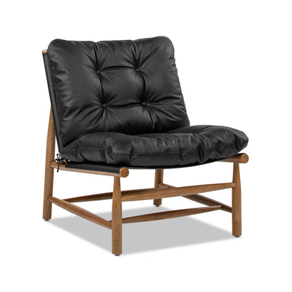 Oxford Leather Mid-Century Modern Accent Chair - Noir Black Jennifer Taylor Home