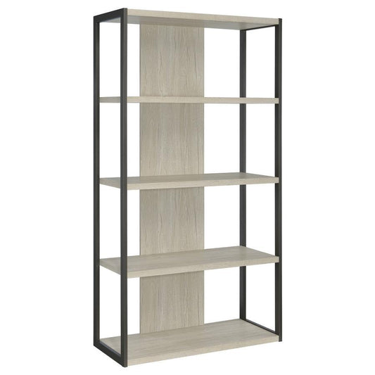 Loomis - 72" 4-Shelf Bookshelf - Whitewashed Gray CoasterEssence