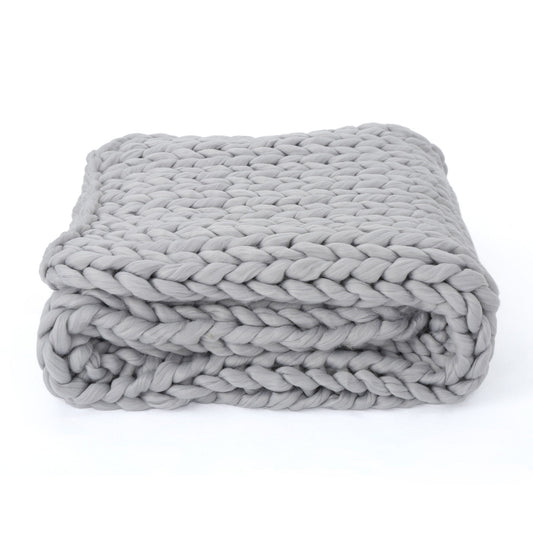 Cozy Knitted Acrylic Throw Blanket With Double Sided Design Noble House