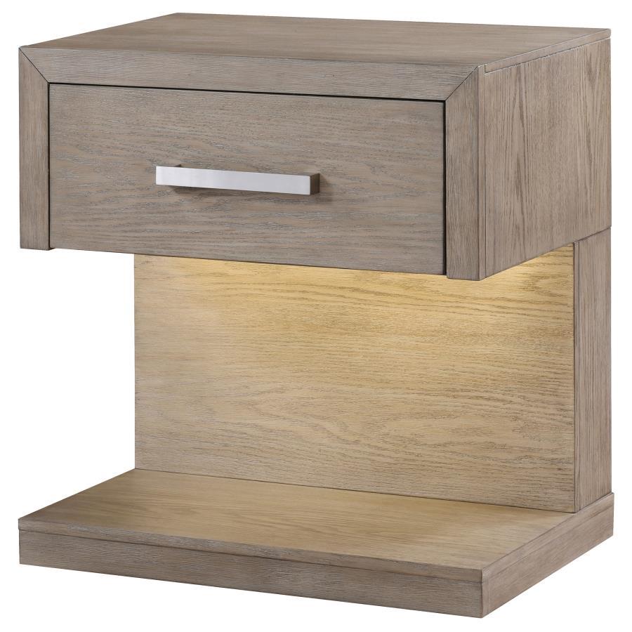 Kenora - 1-Drawer Nightstand Bedside Table - Barley Brown Coaster Fine Furniture