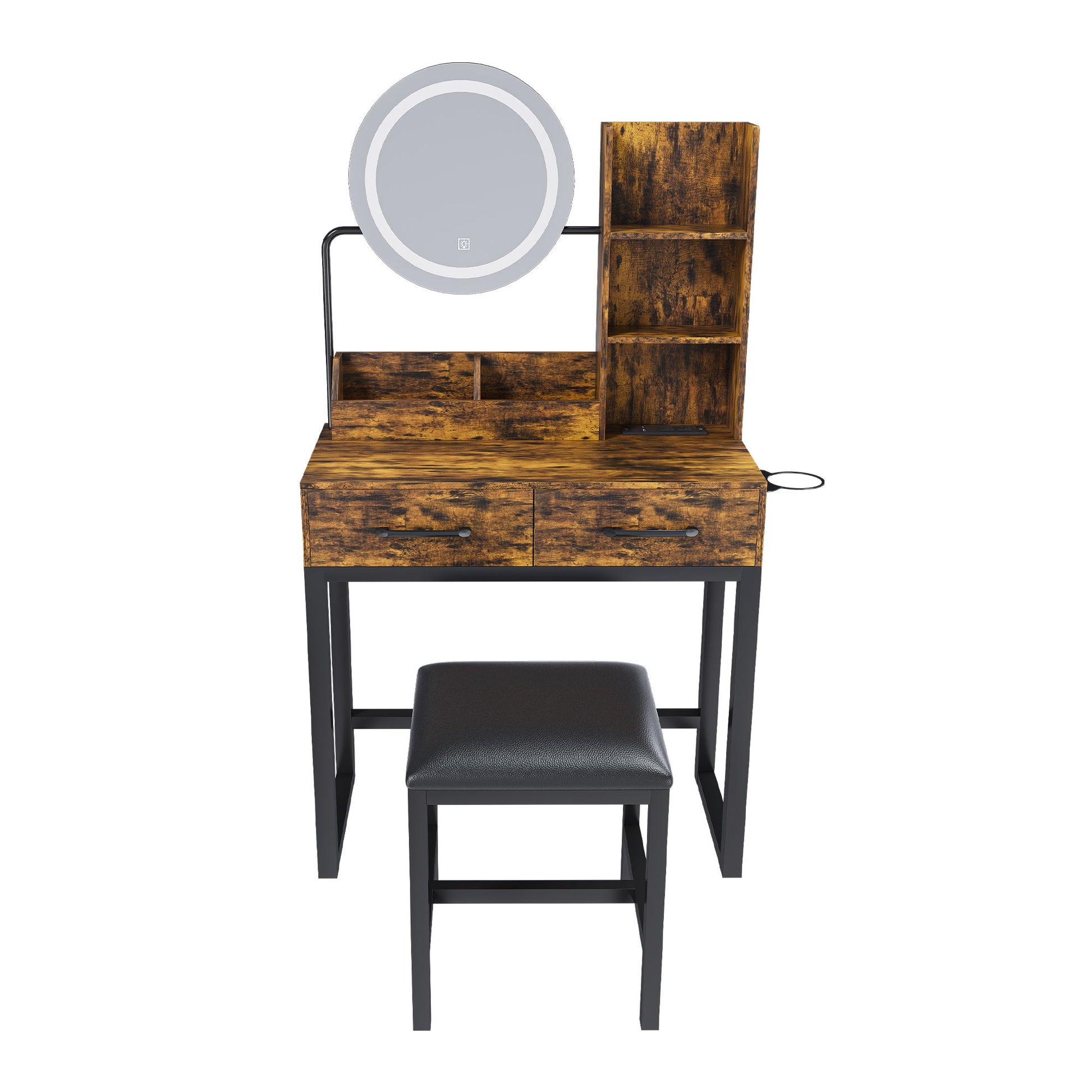 Makeup Vanity Table With LED Lights, 3 Color Options, Power Outlet Home Essentials